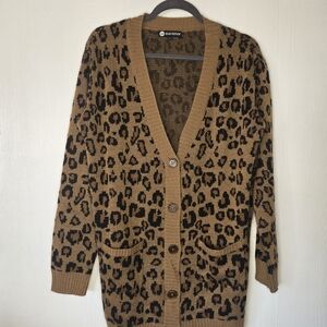 Brown and Black Animal Print Cardigan